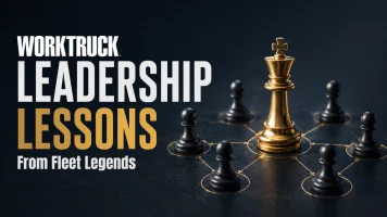 A conceptual leadership-themed graphic featuring a gold king chess piece standing at the center of a network of black chess pawns connected by thin lines. Large bold text reads “Leadership Lessons” against a dark blue background, symbolizing strategy, decision-making, influence, and team leadership. No people are shown.