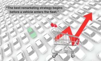 Image of rows of cars and a shopping cart.