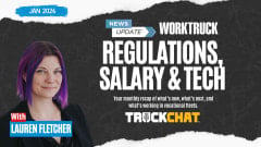 Truck Chat Monthly Recap January 2026 thumbnail featuring Lauren Fletcher with headline text Regulations, Salary and Tech and Work Truck branding.