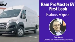 Ram ProMaster EV is shown with title card of speaker.