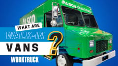 Work Truck Fleet 101: What are Walk in Vans with FCCC Alsco Linen Truck on blue background