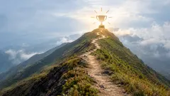 an award on a mountain top