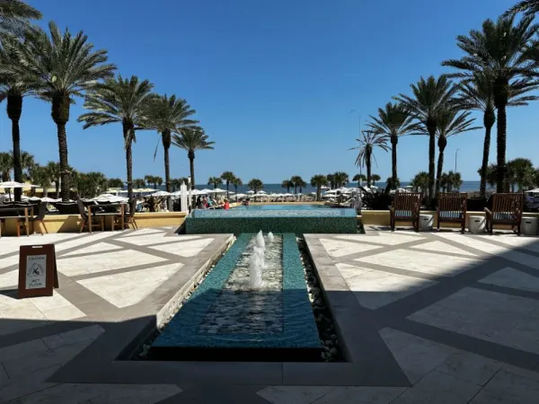 Outside shot of beach resort. 