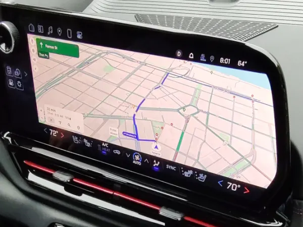 Closeup view of a large navigation screen.