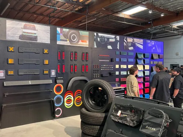 A parts and accessories wall at Slate design center.