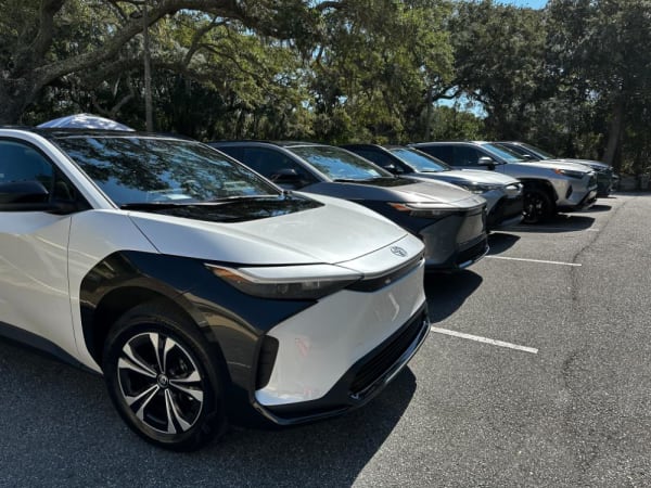 Cars lined up. 