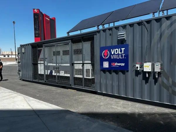 A mobile power unit in a parking lot. 