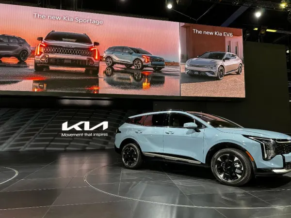 Photo of Kia Sportage display at 2024 LA Auto Show.