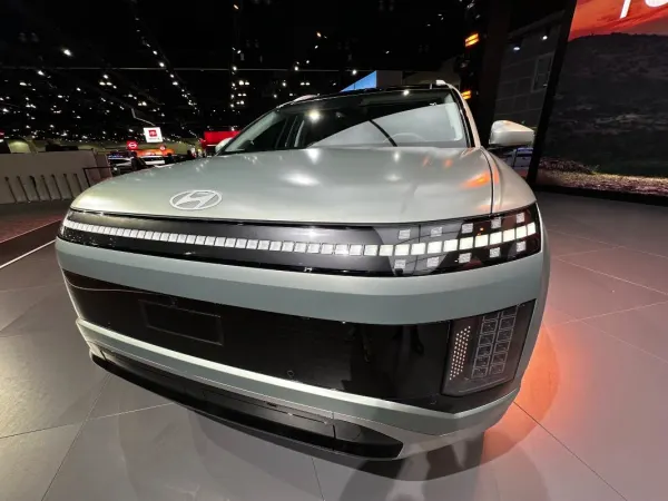 Photo of Hyundai Ioniq 9 headlights at 2024 LA Auto Show.