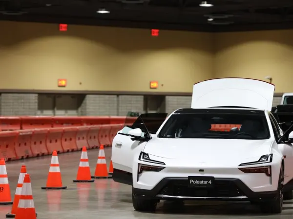 Indoor vehicle test track at convention center.