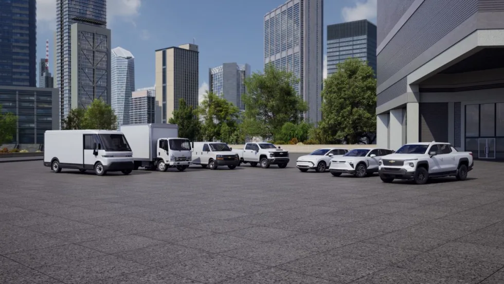 A family portrait of white GM Envolve vehicles