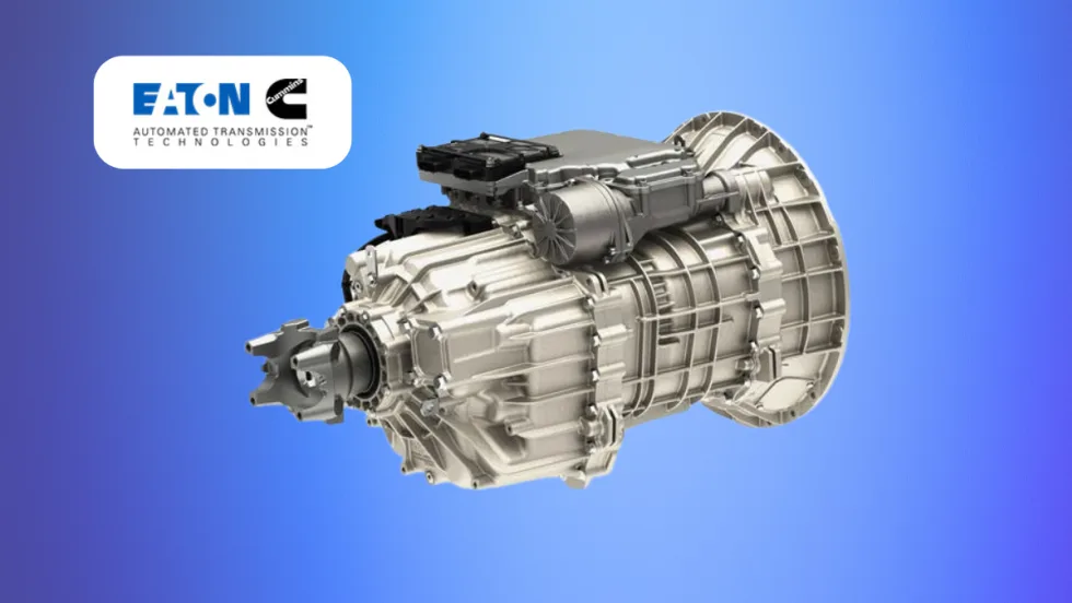 Photo of a transmission on a blue background.