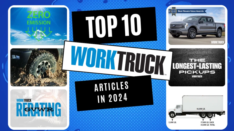 Collage of photos from Top 10 Work Truck articles of 2024.