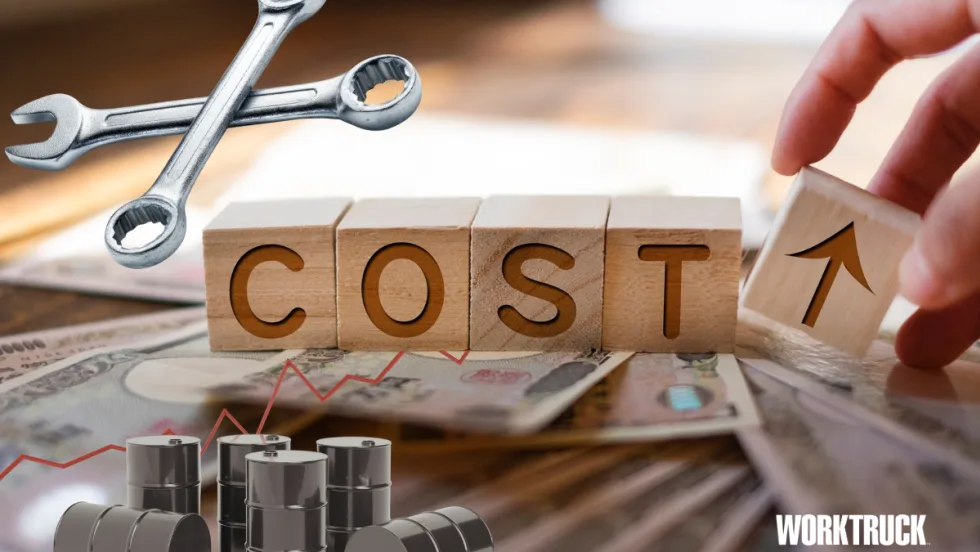 Blocks that say costs with wrenches and oil cans showing increasing costs in fleets.