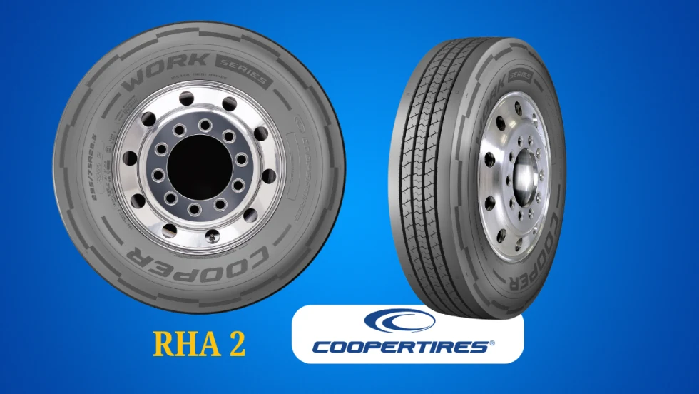 Two Cooper tires against a blue background.
