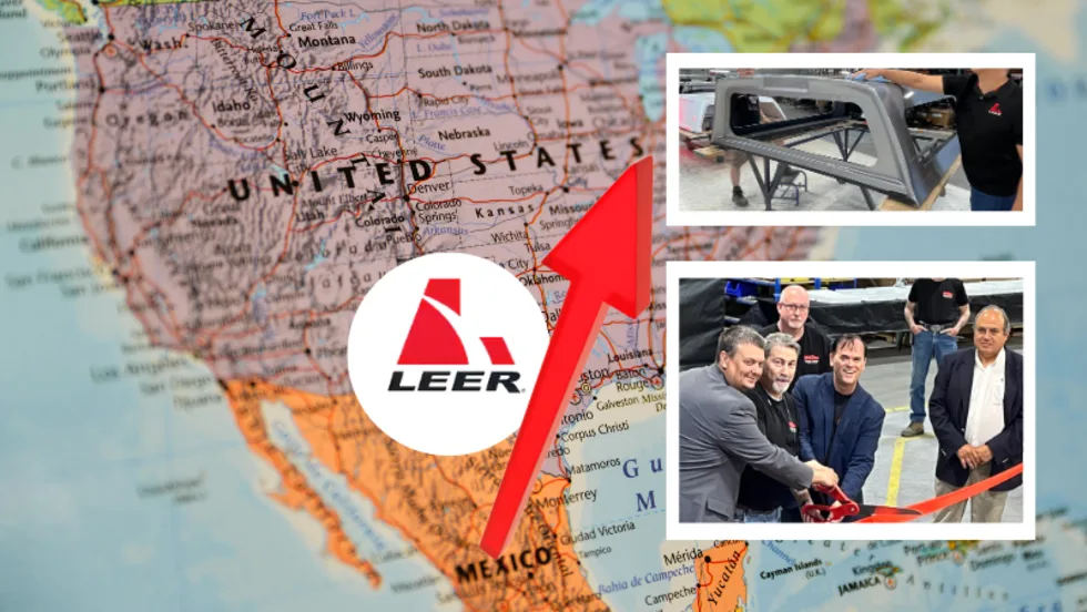 map of Mexico and US, two inset photos, logo for Leer, arrow pointing from Mexico to US.