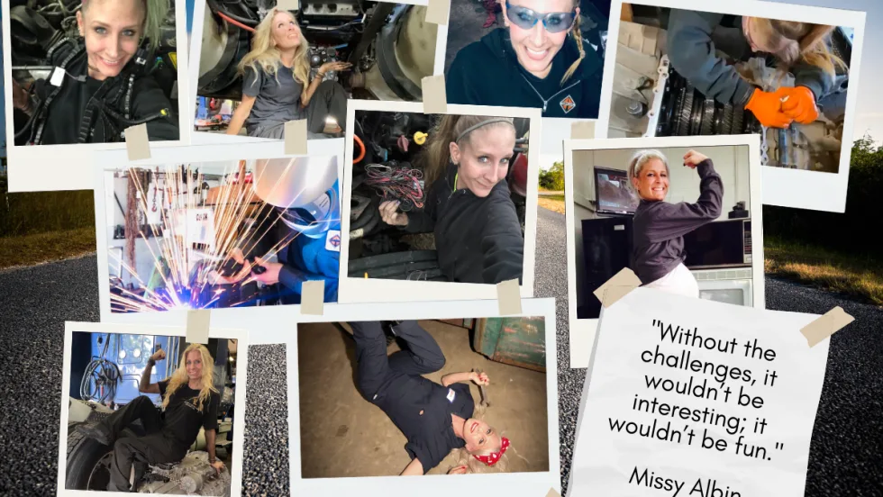 A collage of photos from DieselGirl Missy Albin's career.