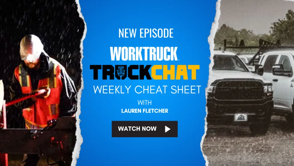Truck Chat Weekly Cheat Sheet episode with Lauren Fletcher covering upfits, cab design, hurricane prep, CDL compliance, and fleet theft trends.