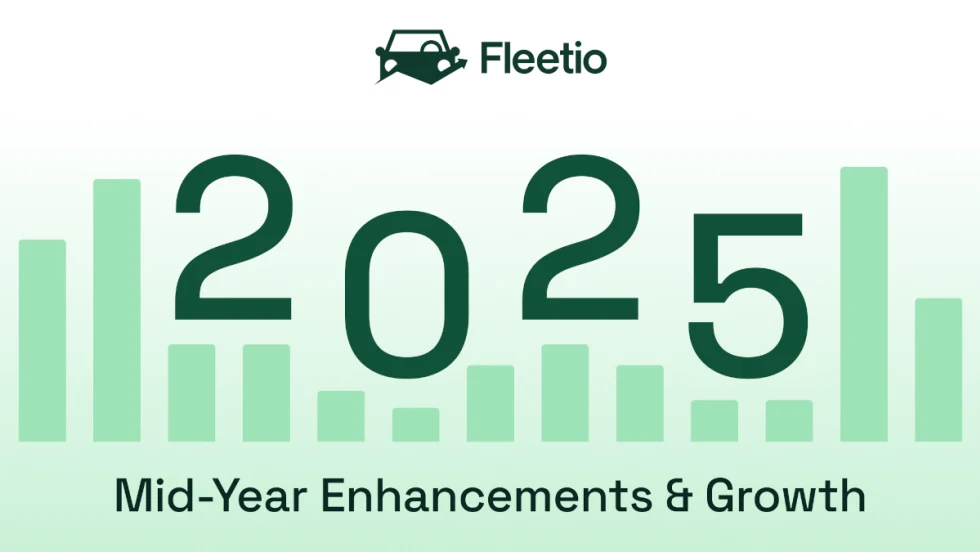 bar-graph illustration in teal across the width of the page with large text for 2025 and a Fleetio logo.