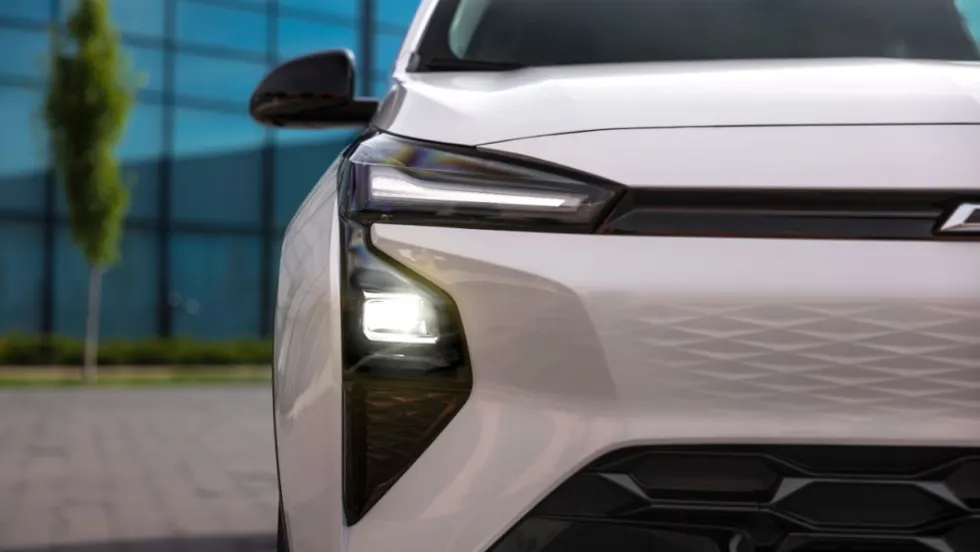 Front view of the upcoming Chevrolet Bolt EV, showcasing a revised front fascia for the 2027 model year.