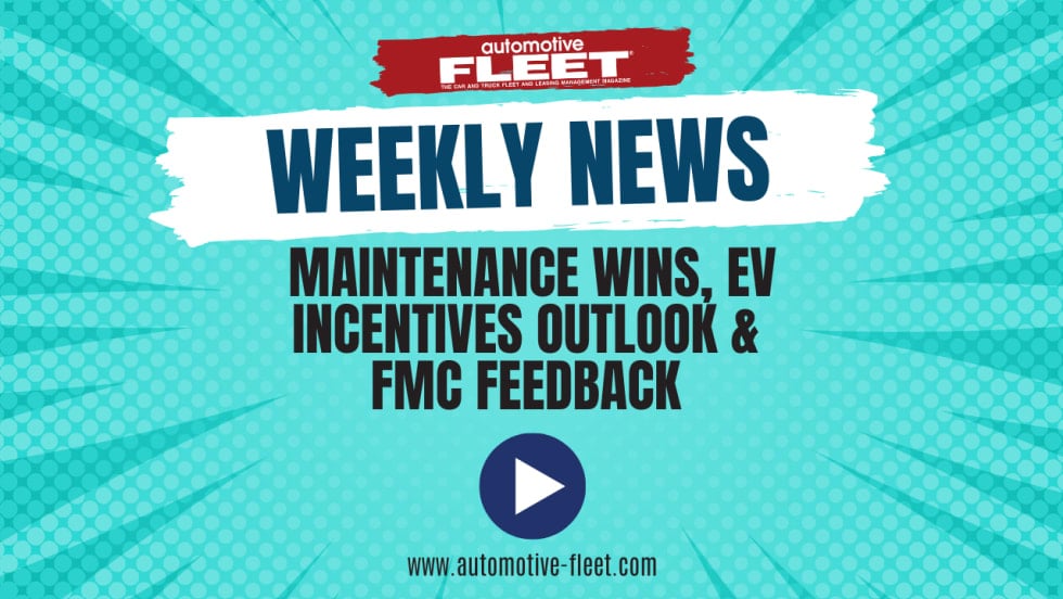 A turquoise graphic features text overlay that promotes Automotive Fleet's weekly news roundup series.