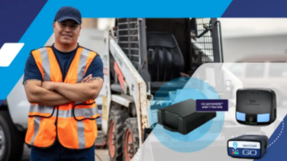Transportation industry worker in safety vest and inset telematics devices.