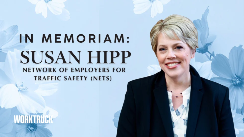 Portrait of Susan Hipp, executive director of the Network of Employers for Traffic Safety, honored by Work Truck for her leadership and lasting impact on road safety initiatives.