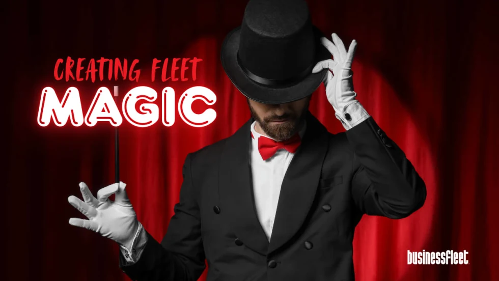 A magician tipping his hat on a stage symbolizes small fleet managers juggling many roles and responsibilities while creating order, structure, and smoother workflows behind the scenes.