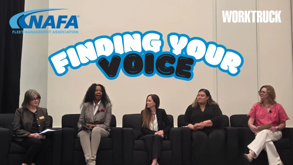 Panel discussion at NAFA 2026 featuring fleet leaders speaking on leadership voice, confidence, and team advocacy during a live session.