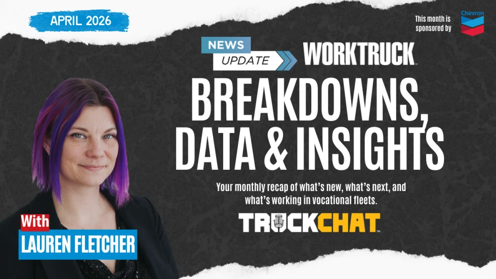 Truck Chat April 2026 graphic featuring Lauren Fletcher with headline Breakdowns, Data and Insights and monthly fleet recap theme.