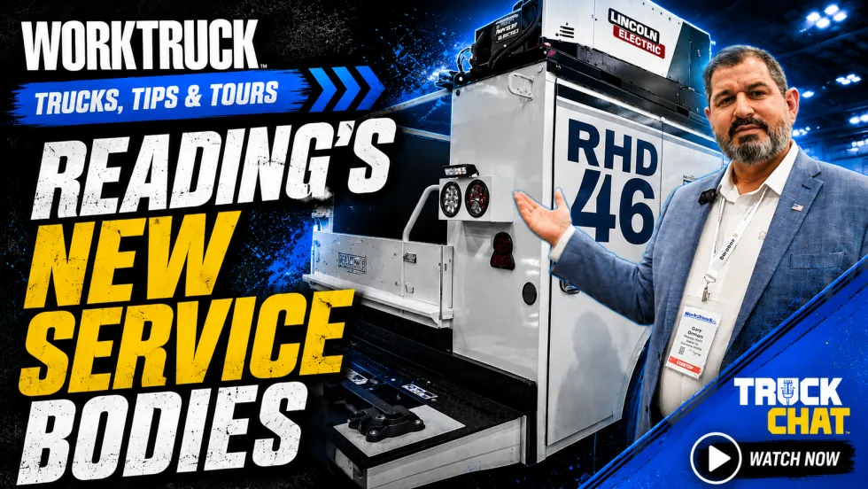 Man standing in front of Reading Service Body wit Reading's New Service Body, Work Truck, Trucks Tips & Tours, Truck Chat