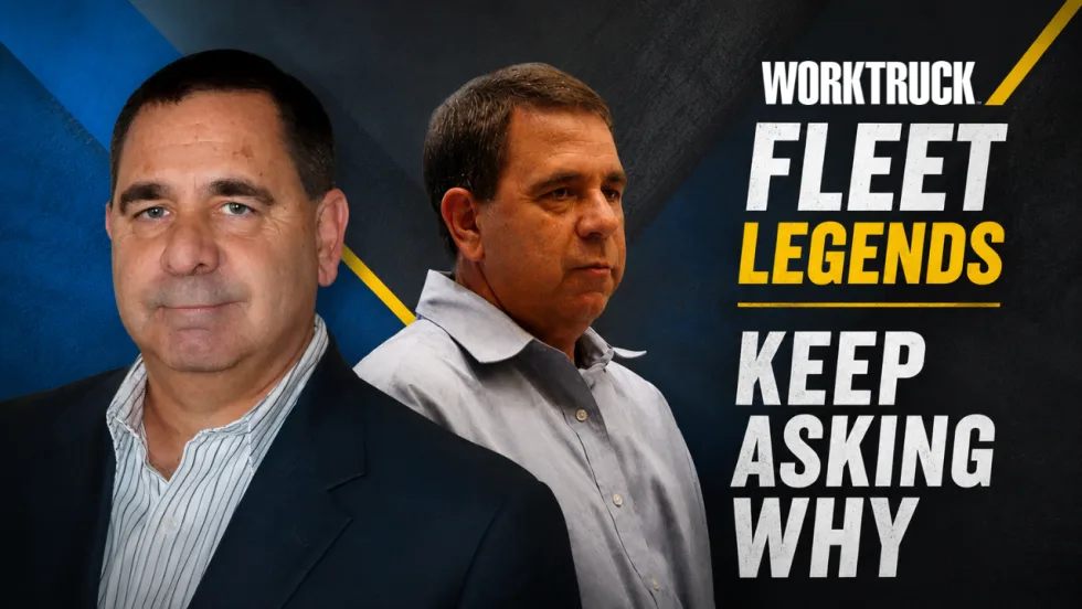 Fleet veteran Jeff Hurrell pictured in two career photos beside the words “Fleet Legends: Keep Asking Why.”