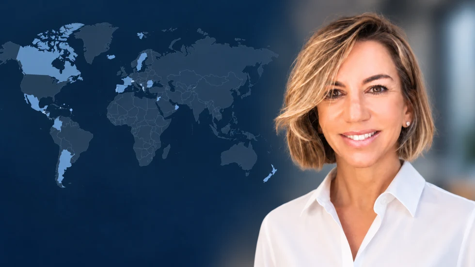 Photo of Ana Laborde and world map