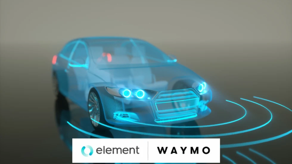 a tech car with Element and Waymo overlay