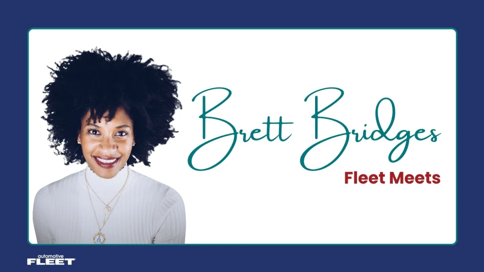 A blue and white graphic with Brett's Bridge's headshot on the left. 