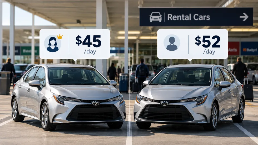 Two identical rental cars, two different prices