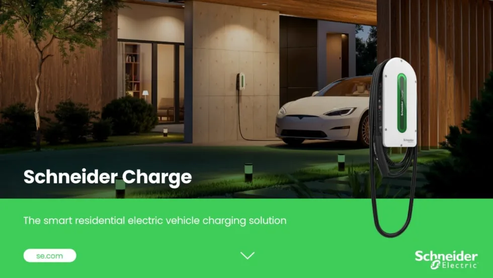A green graphic for a level 2 Schneider Charge