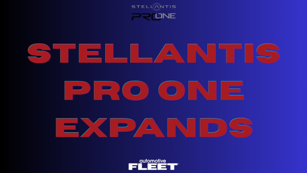 A red and blue graphic representing the expansion of Stellantis pro one,