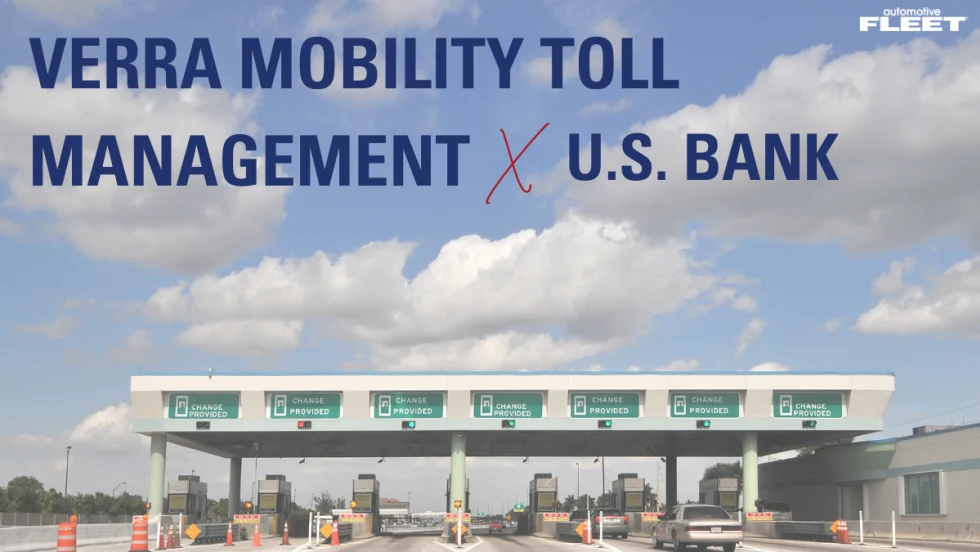 A toll road with blue text a top