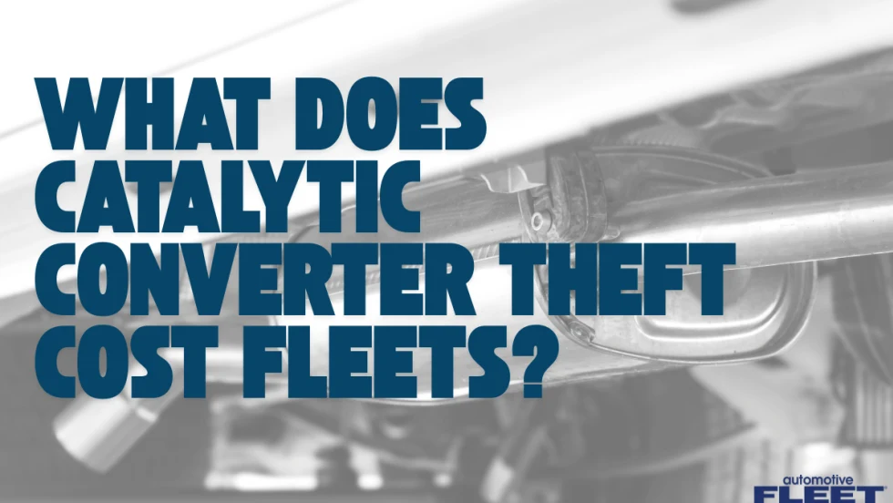 A picture of a transparent catalytic converter with blue text and the Automotive Fleet logo on the top.