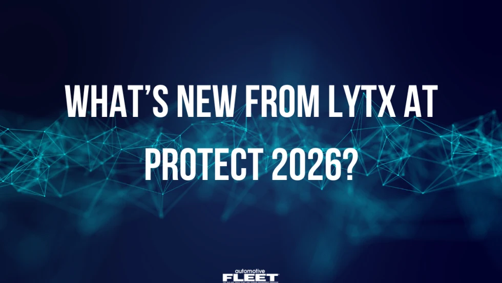 Graphic reading “What’s New From Lytx at Protect 2026?” over a blue digital network background highlighting Lytx fleet technology and AI-powered safety solutions.