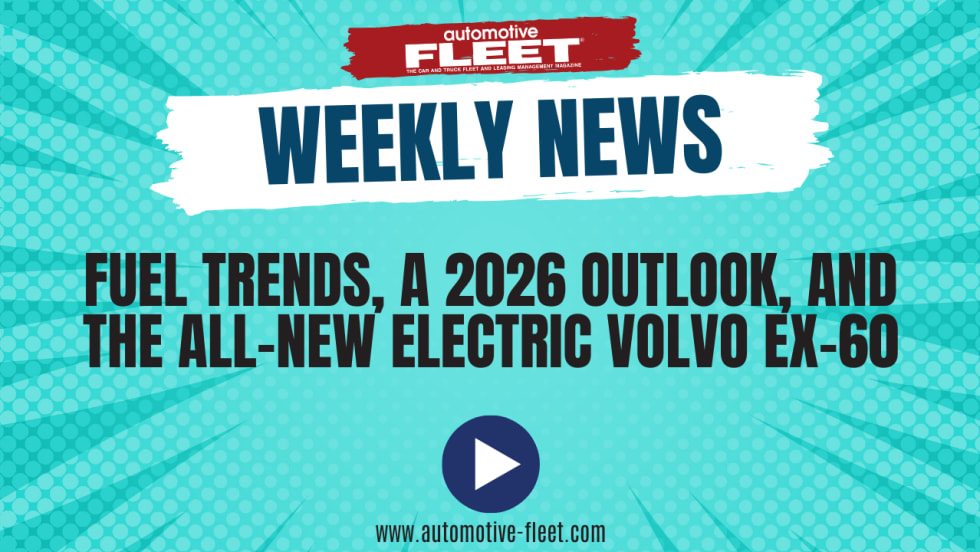 A blue graphic has a weekly news caption for the Automotive Fleet website.