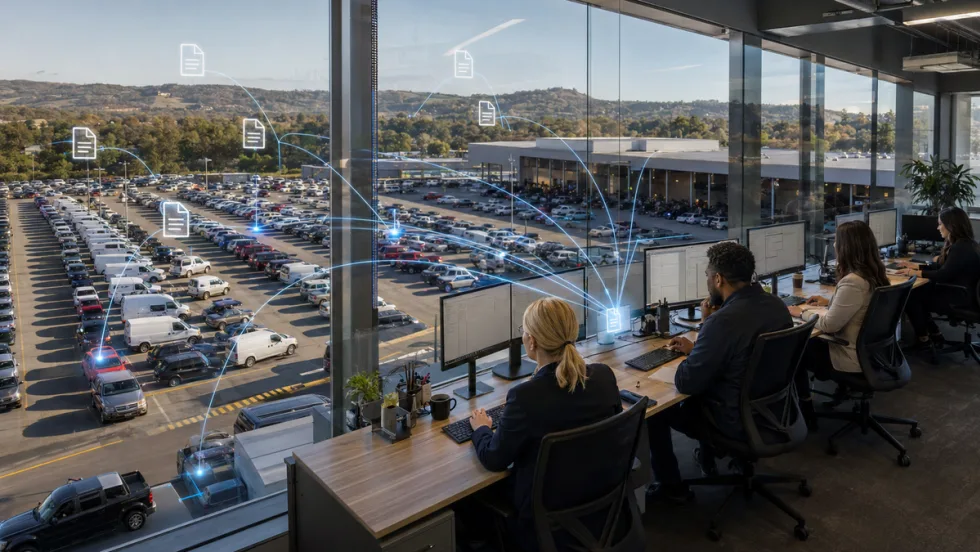 Auction staff overlooks auction lot