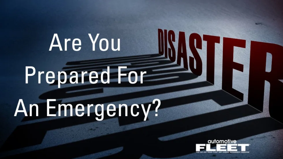 An image of the word DISASTER in the back with "Are you prepared for an emergency" title overlayed on top.