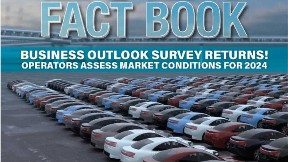 Fact Book headline over a photo of rows of rental fleet vehicles.