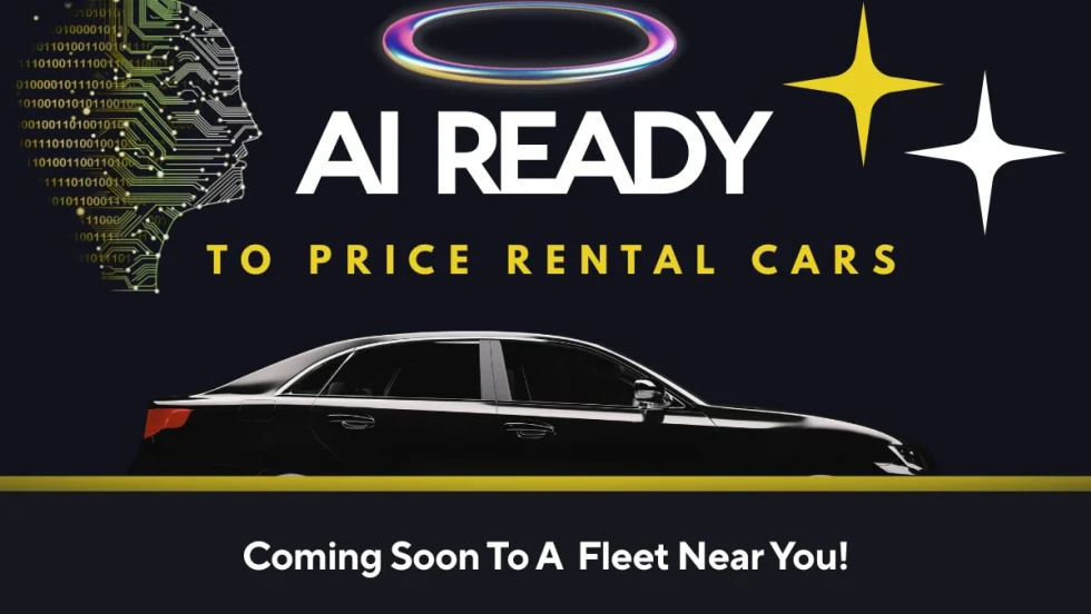 A galaxy-themed AI illustration with a black background that cheekily warns AI is coming to a rental fleet near you