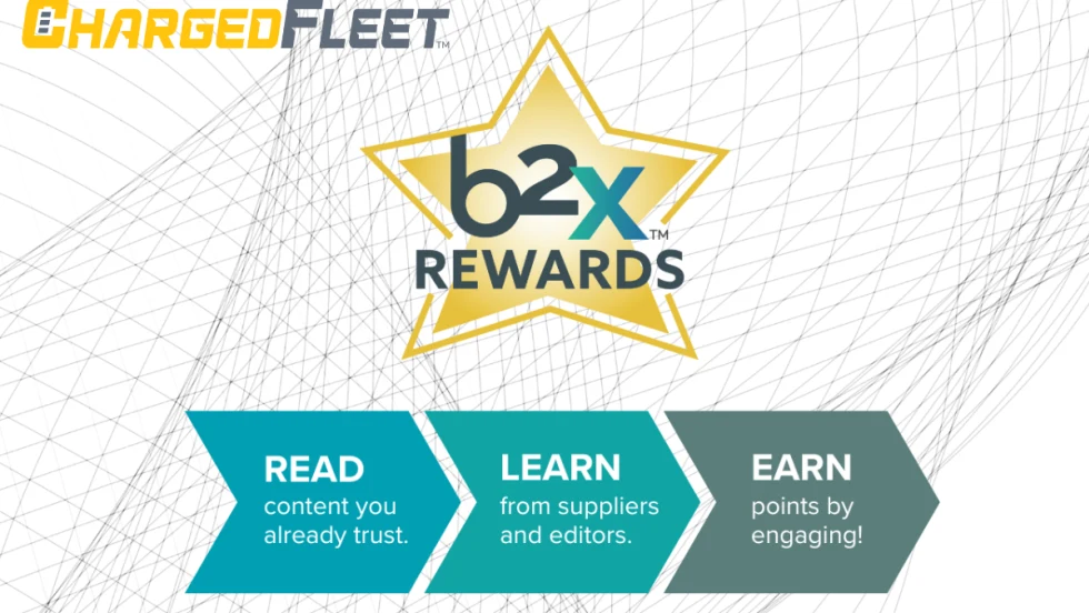 Charged Fleet and b2X Rewards logos arranged with marketing slogan.