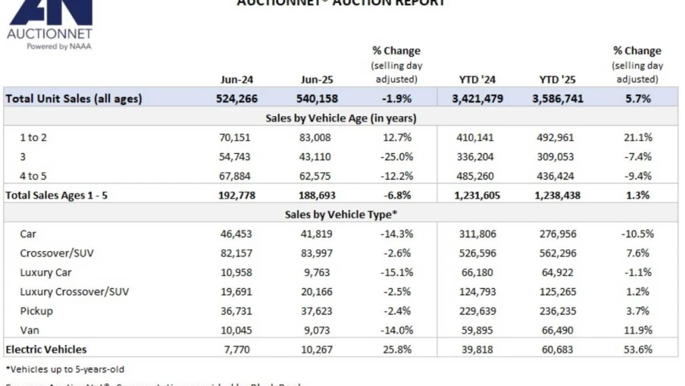 A black and white chart full of auction sales numbers.