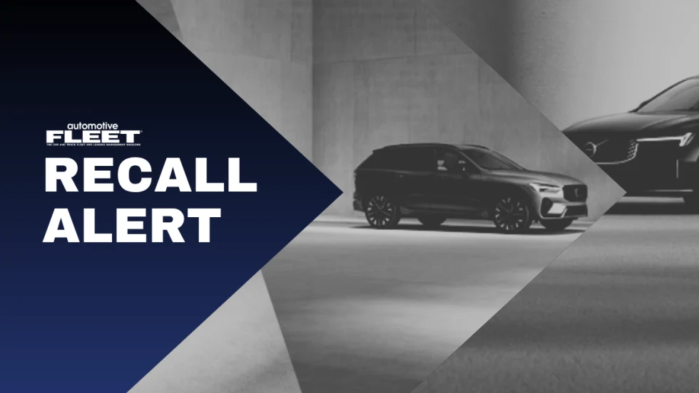 A graphic with Volvo cars and text reading "Recall Alert".