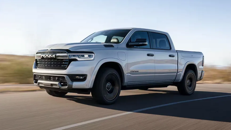 A light gray 2026 Ram 1500 Ramcharger.